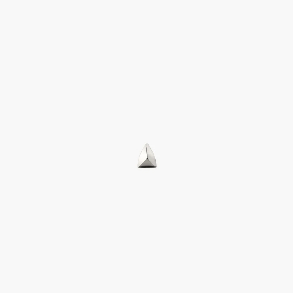 MEJURI 14K Solid White Gold Puffy Pyramid Flat Back Studs